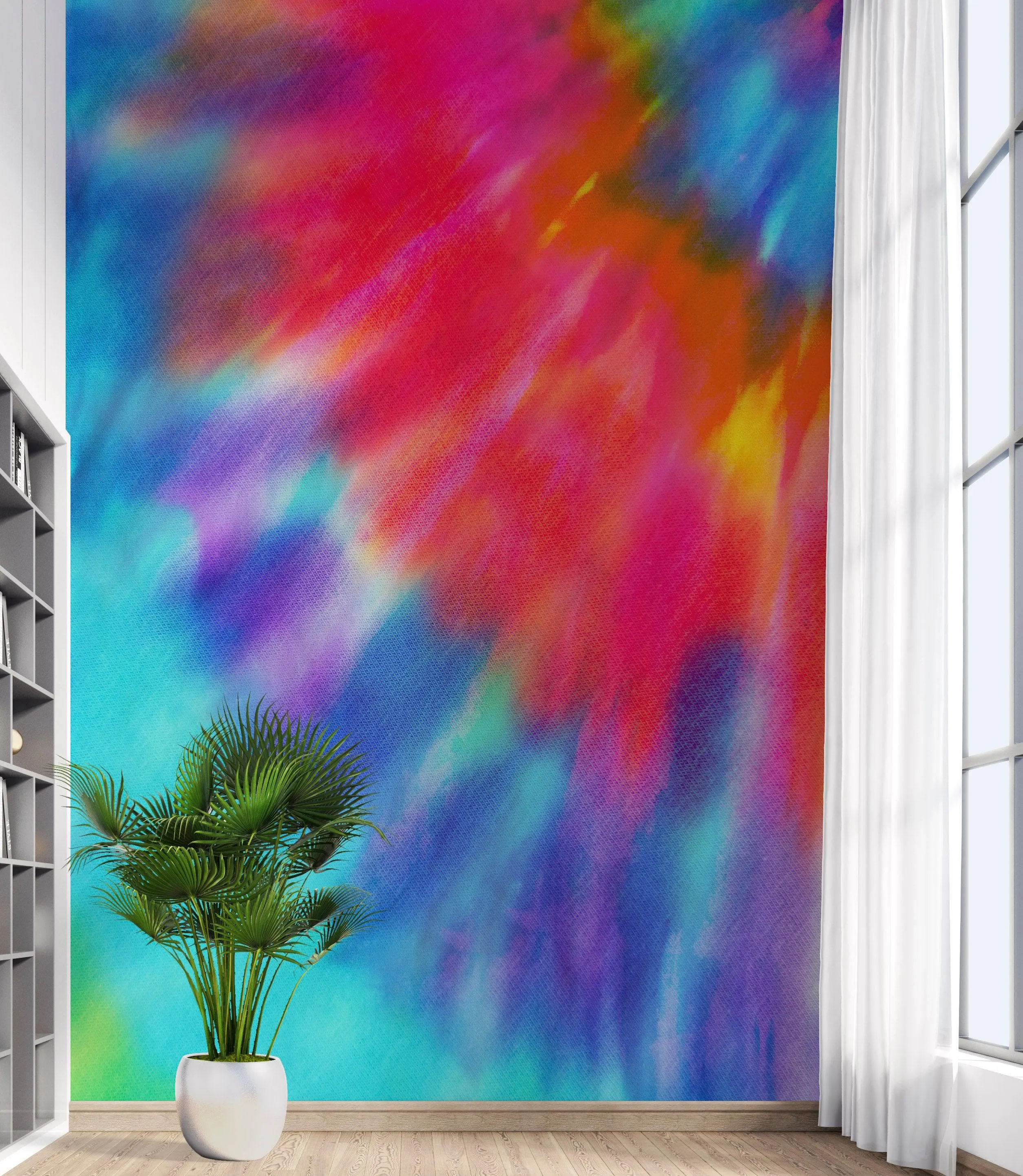 Colorful Tie-Dye Wall Mural Design. Peel and Sticker Wallpaper. #6327