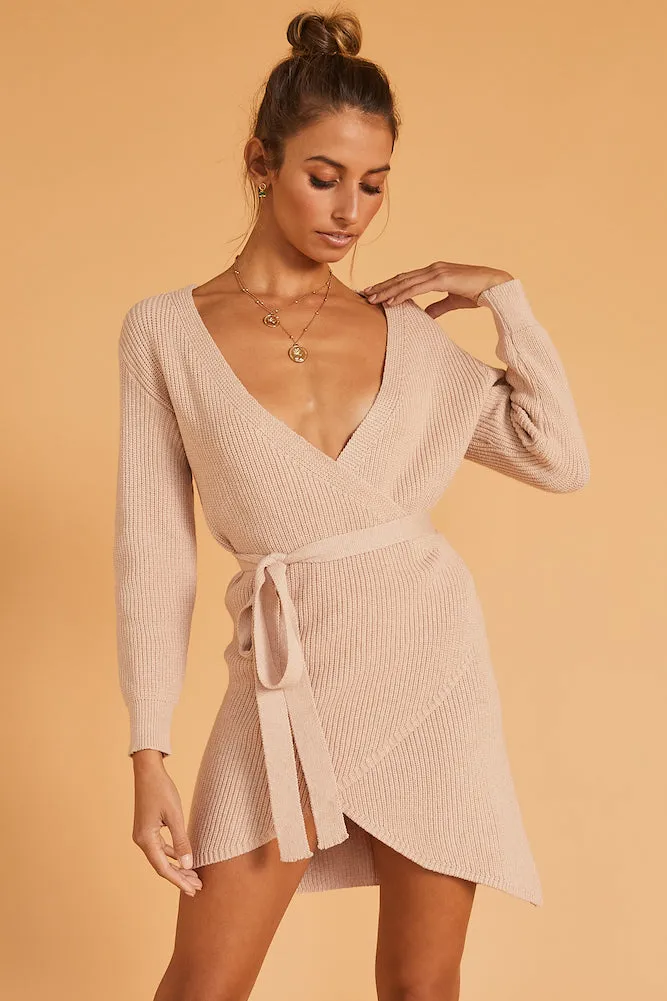 Dancing With You Knit Dress Beige