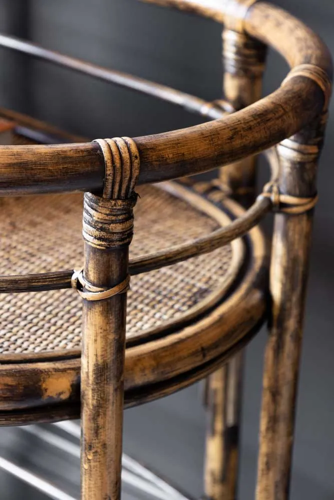 Dark Brown Rattan Console/Drinks Table