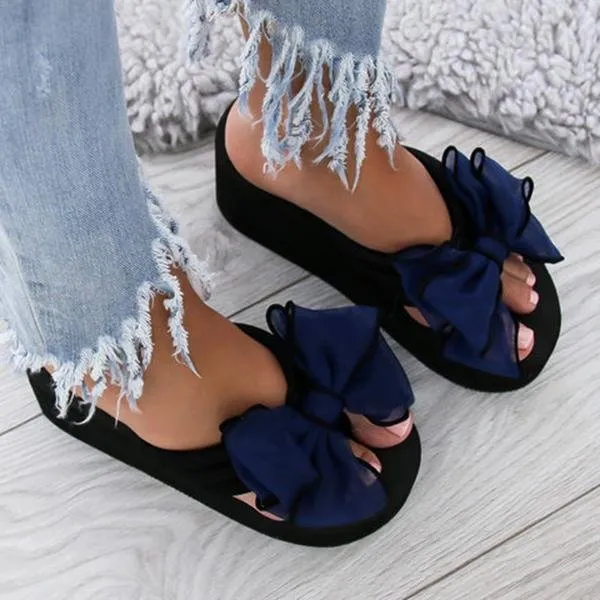 elveswallet Casual Thick Non-slip Bow Slippers