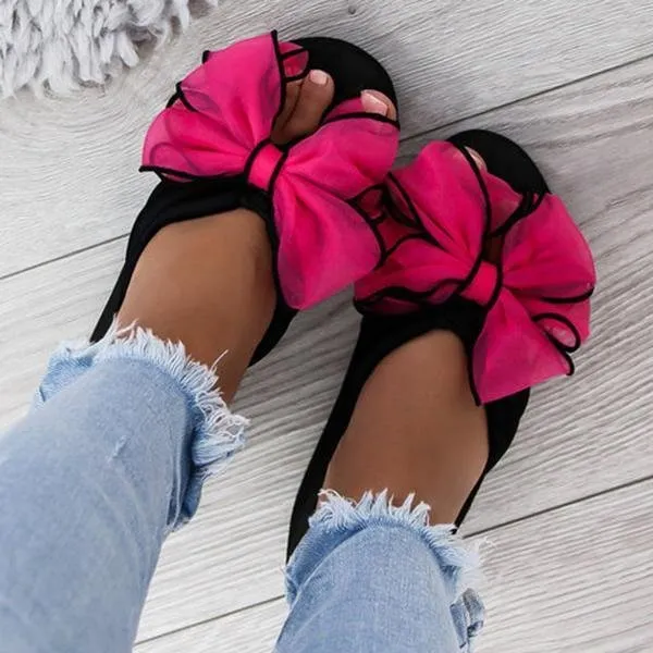 elveswallet Casual Thick Non-slip Bow Slippers