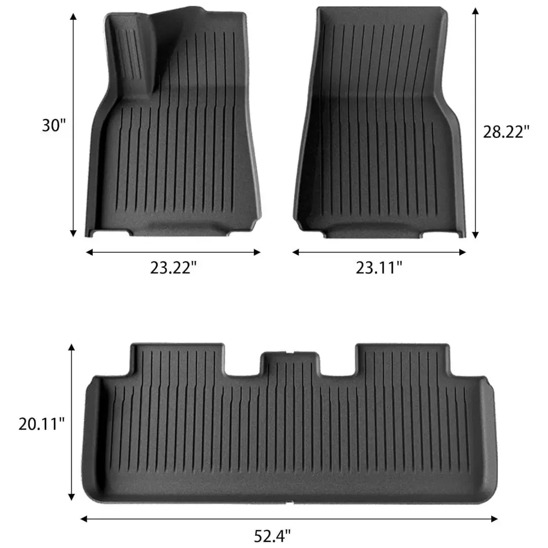 Floor Mats for 2021 2022 2023 2024 Tesla Model Y 5 Seats, All Weather TPE Waterproof Anti-Slip Custom fit Front & Rear Full Set Car Mats