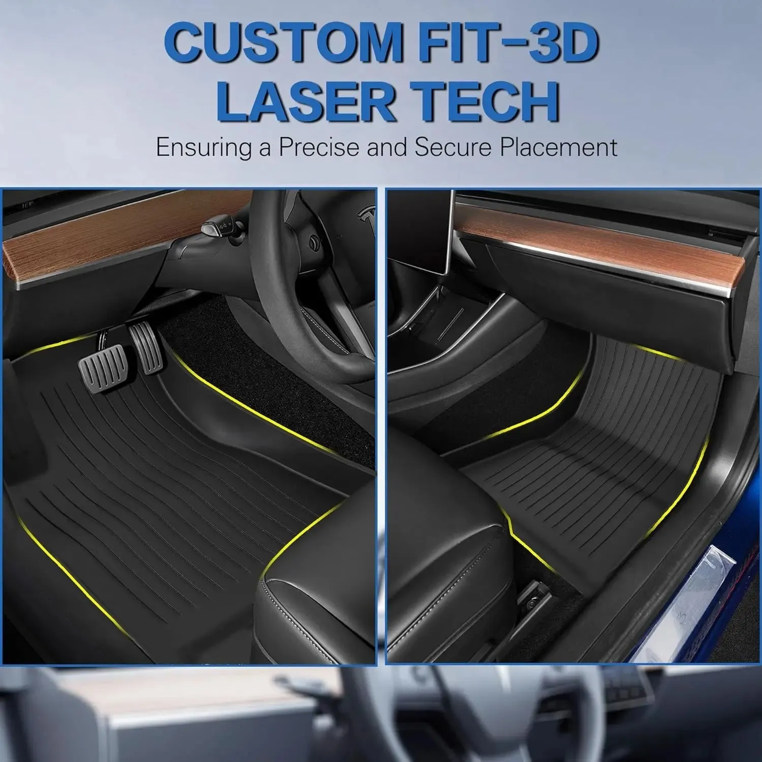 Floor Mats for Tesla Model 3 5-Seat 2021-2023 2022 All Weather TPE Cargo Liner Floor Mats and Cargo Trunk Mats Accessories, Set of 6 Mats