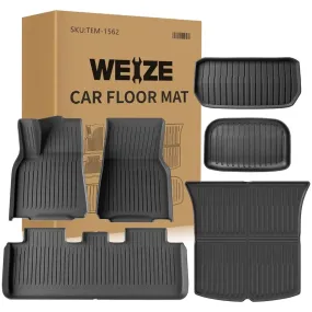 Floor Mats for Tesla Model Y 5-Seat 2021 2022 2023 2024 All Weather TPE Cargo Liner Floor Mats and Cargo Trunk Mats Accessories, Set of 6 Mats