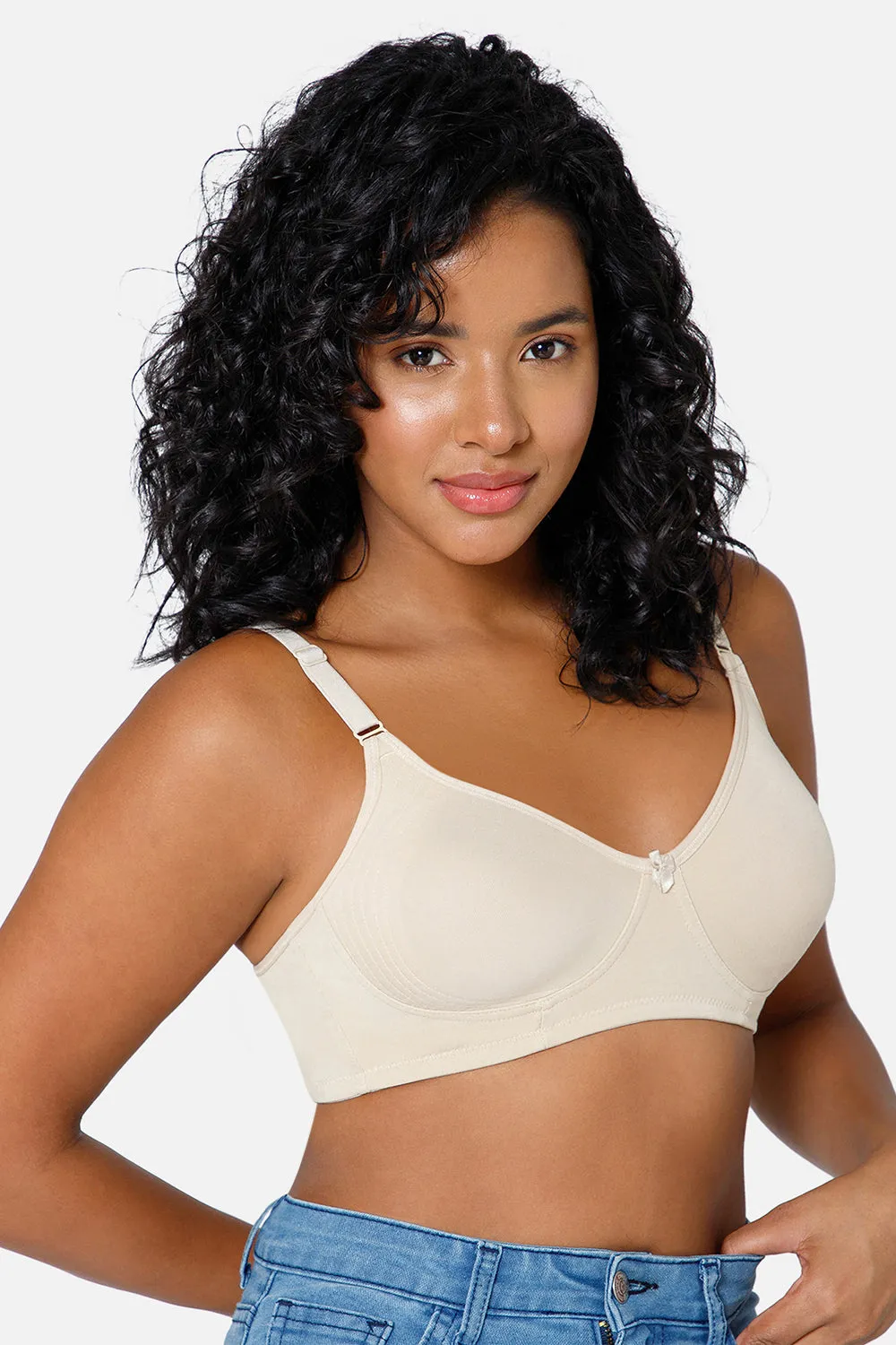 Full Coverage Non-Padded Non-Wired Intimacy T-Shirt Saree Bra - ES02 - Beige