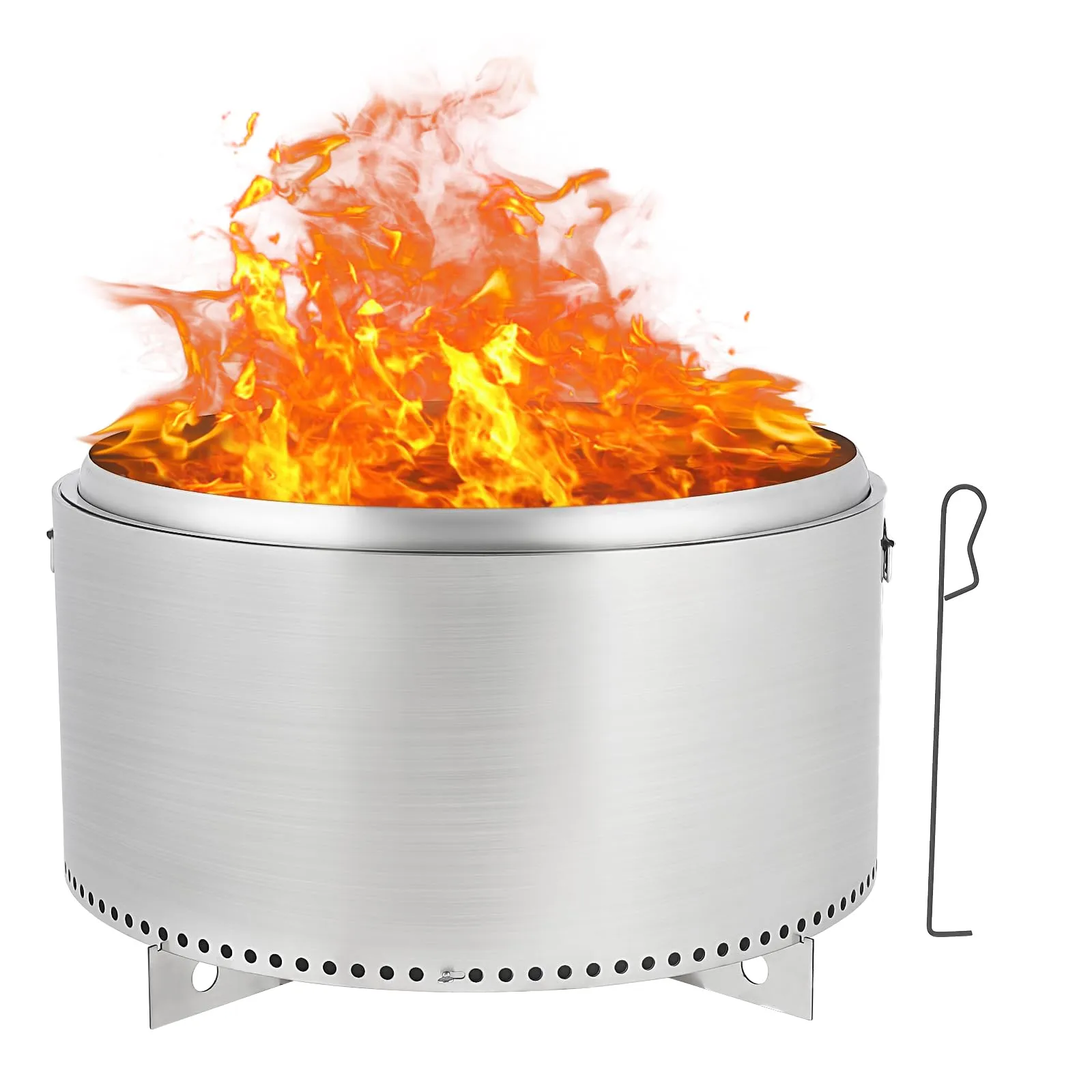 GARVEE 32 Round Hollow - Brand: Smokeless Fire Pit, Efficient Burn, Durable Stainless Steel, Air Switch, Wide Warm, Heating Gathering