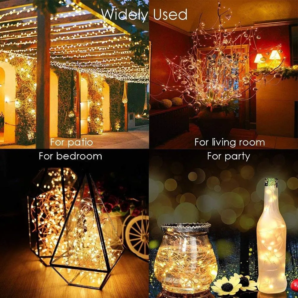 GARVEE 33ft 100 LED Outdoor String Lights, USB Charging Fairy Lights, Water-Resistant Led Twinkle Lights for Bedroom, Dorm, Backyard, Wedding, Tree, Mason Jar, Wall, Christmas Colorful