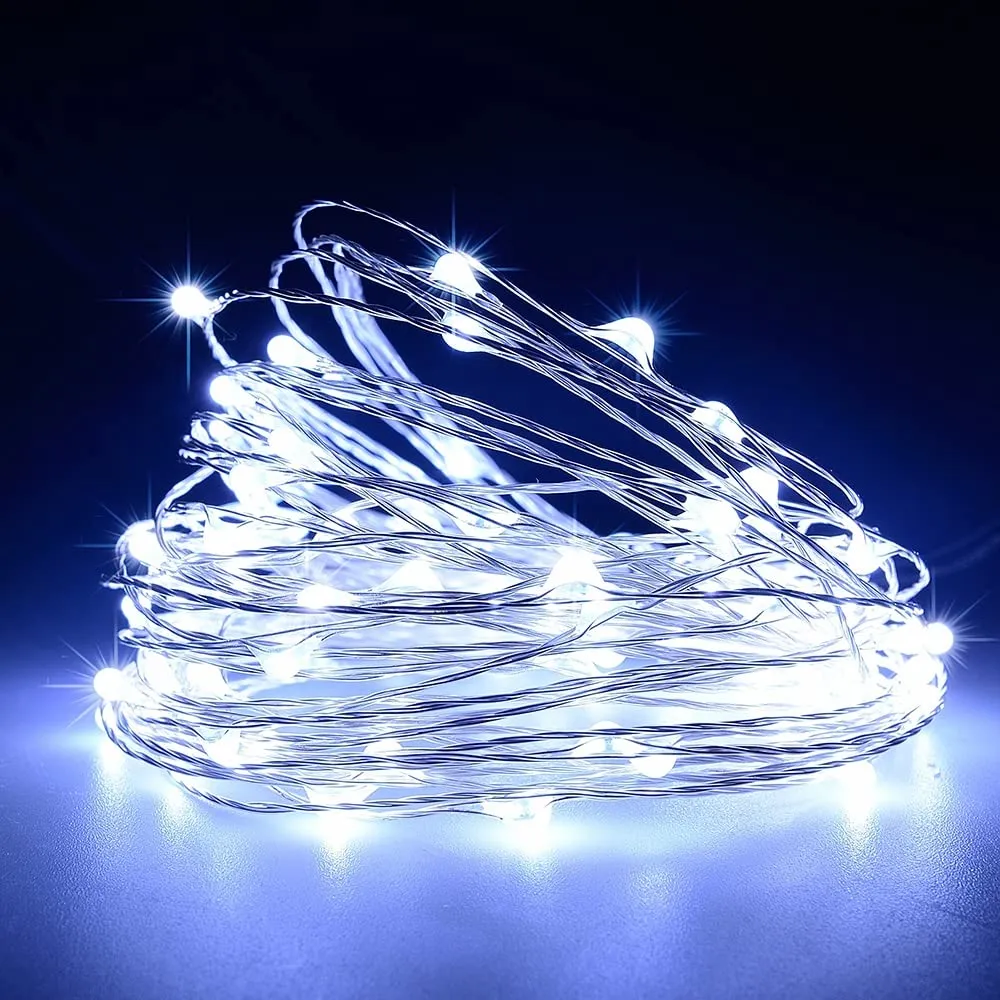 GARVEE 33ft 100 LED Outdoor String Lights, USB Charging Fairy Lights, Water-Resistant Led Twinkle Lights for Bedroom, Dorm, Backyard, Wedding, Tree, Mason Jar, Wall, Christmas Colorful