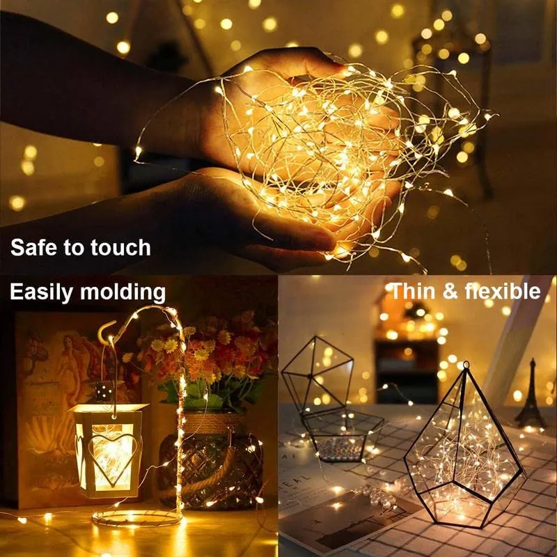 GARVEE 33ft 100 LED Outdoor String Lights, USB Charging Fairy Lights, Water-Resistant Led Twinkle Lights for Bedroom, Dorm, Backyard, Wedding, Tree, Mason Jar, Wall, Christmas Colorful