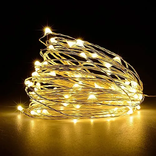 GARVEE 33ft 100 LED Outdoor String Lights, USB Charging Fairy Lights, Water-Resistant Led Twinkle Lights for Bedroom, Dorm, Backyard, Wedding, Tree, Mason Jar, Wall, Christmas White