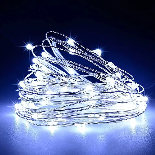 GARVEE 33ft 100 LED Outdoor String Lights, USB Charging Fairy Lights, Water-Resistant Led Twinkle Lights for Bedroom, Dorm, Backyard, Wedding, Tree, Mason Jar, Wall, Christmas White