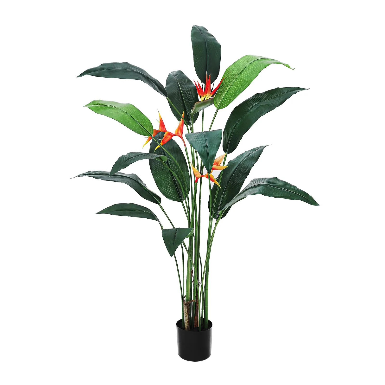 GARVEE Artificial Bird of Paradise Plant 7FT Fake Palm Tree for Indoor Outdoor Modern Decor Faux Plants for Home Office Perfect Housewarming Gift with 17 Trunks Faux Leaves and 3 Faux Flowers