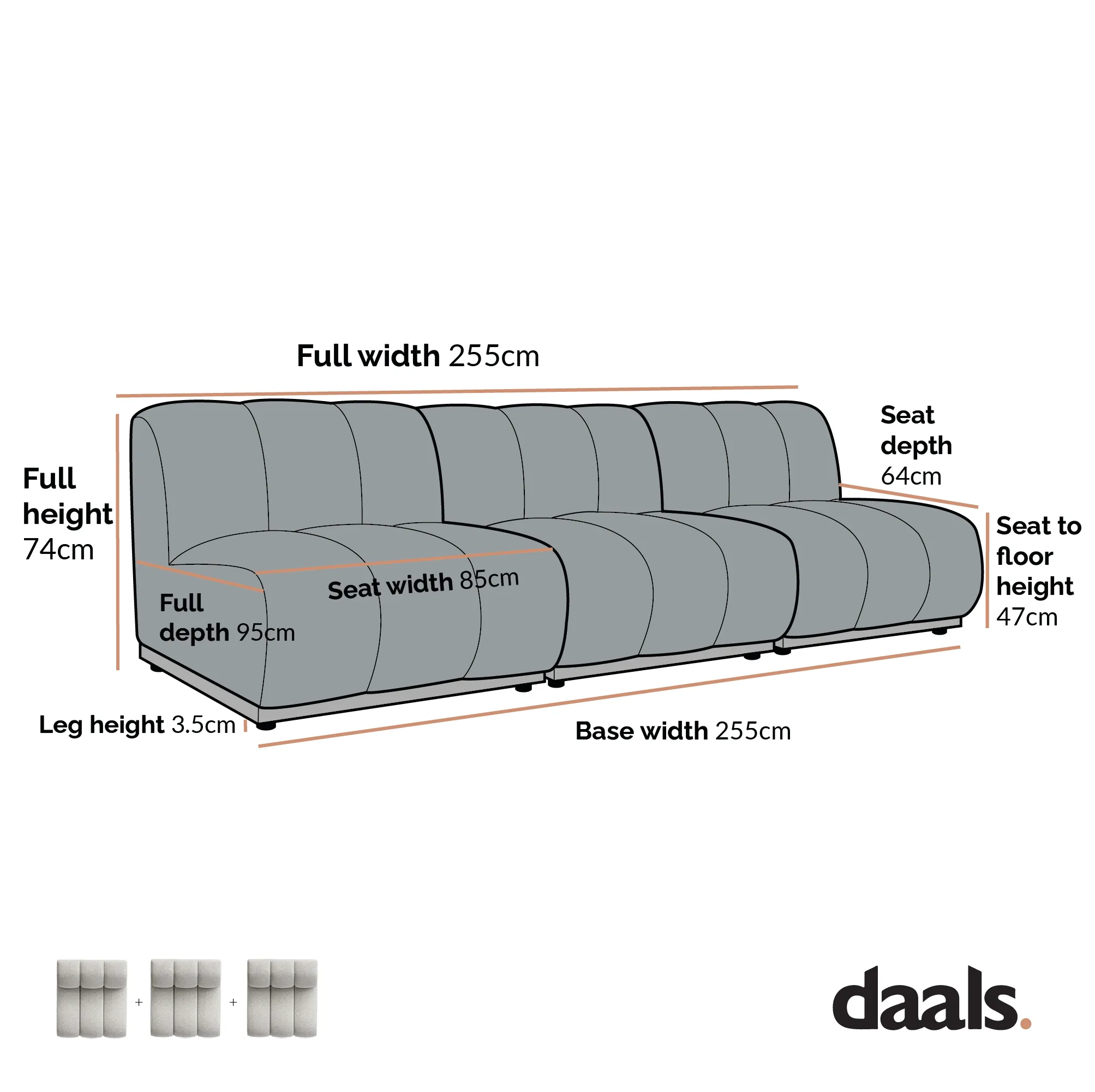 Granvia Taupe Boucle Modular Sofa, 3-Seater Sofa