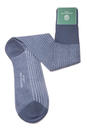 Gray & Prussian Blue Shadow Stripe Cotton Socks