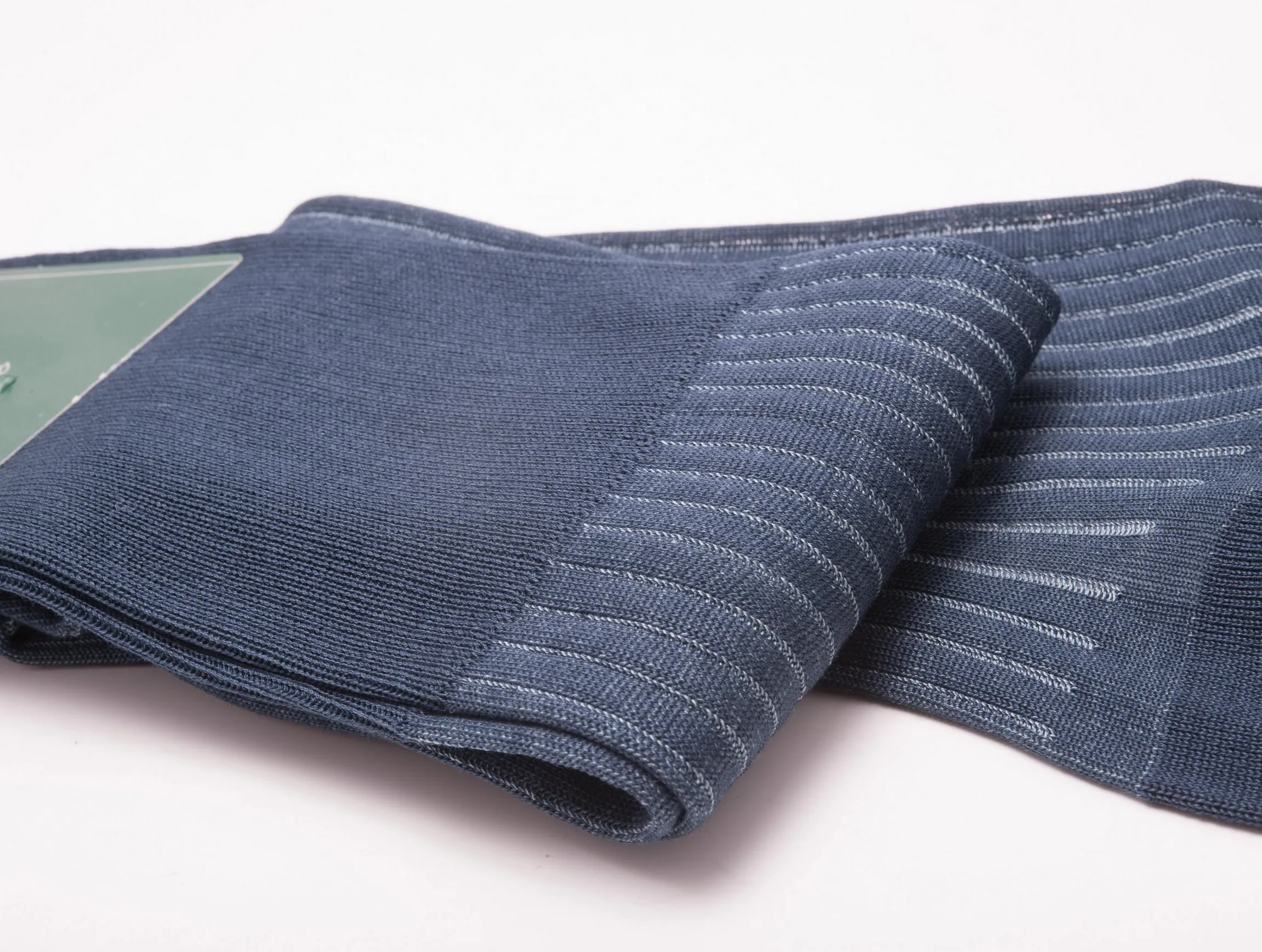 Gray & Prussian Blue Shadow Stripe Cotton Socks