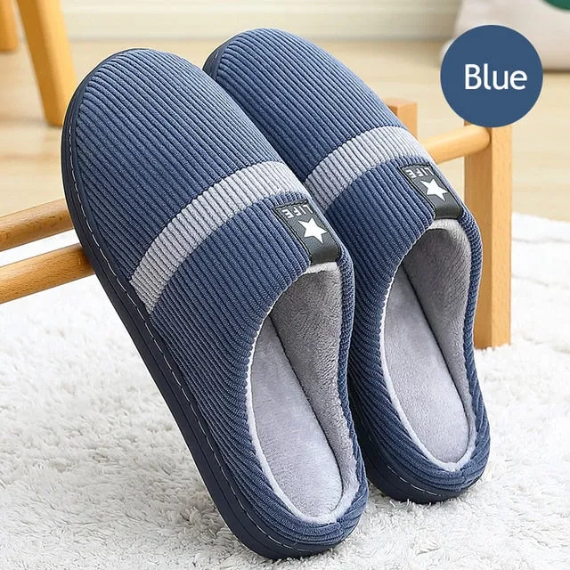 Groovywish Men Cozy Winter Slippers Flat Short Fur Home Slides