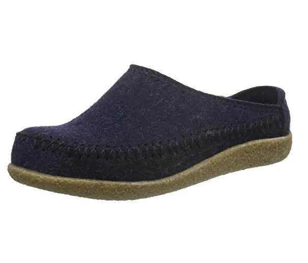 Haflinger Credo Slippers Clogs Mules Wool Felt Scuffs Slip On House Shoes Blue