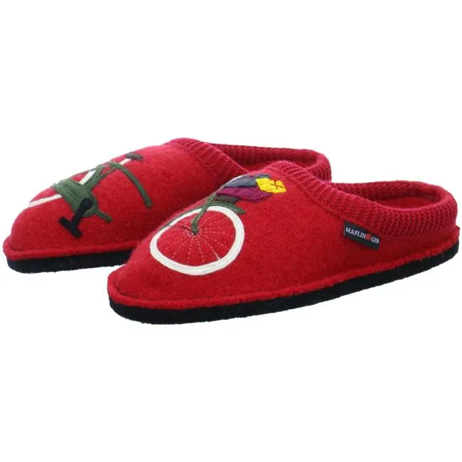 Haflinger Slippers red female Sandals Clogs Textile