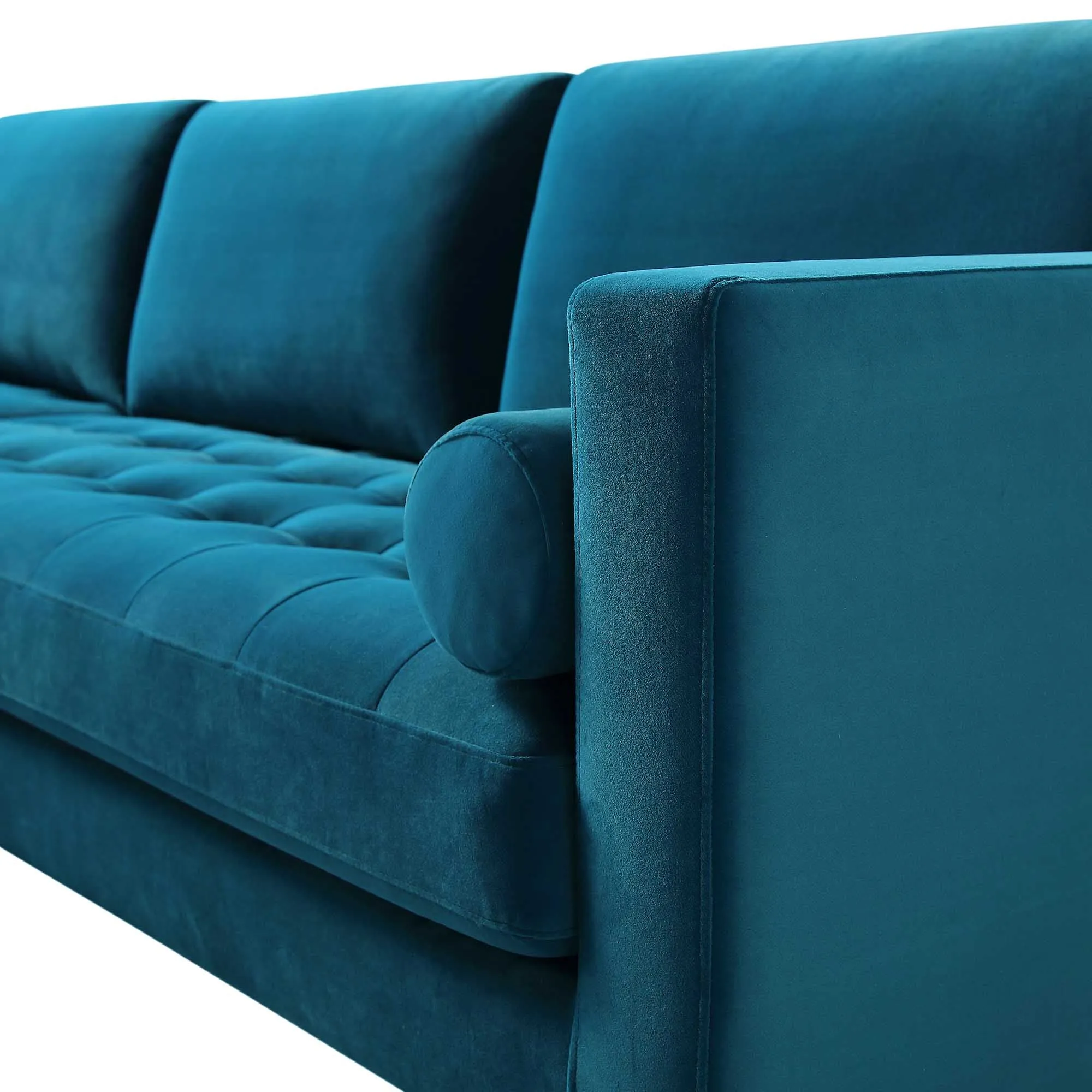 Henrietta Grand 4-Seater LHF Chaise End Sofa, Teal Velvet