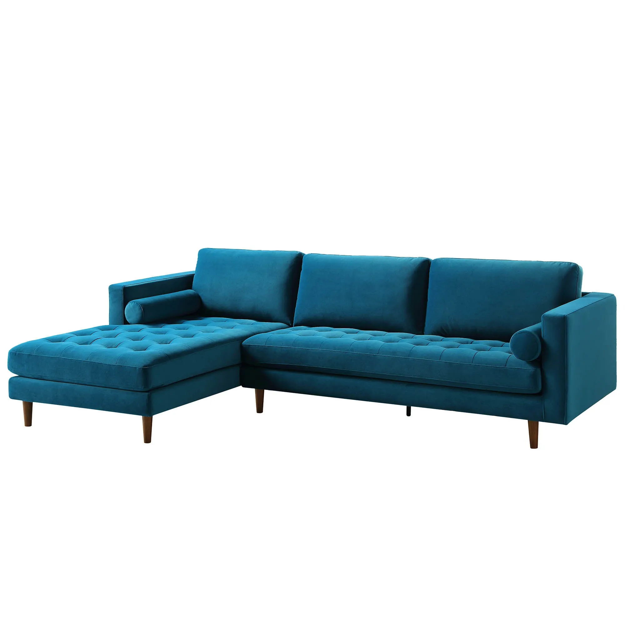 Henrietta Grand 4-Seater LHF Chaise End Sofa, Teal Velvet