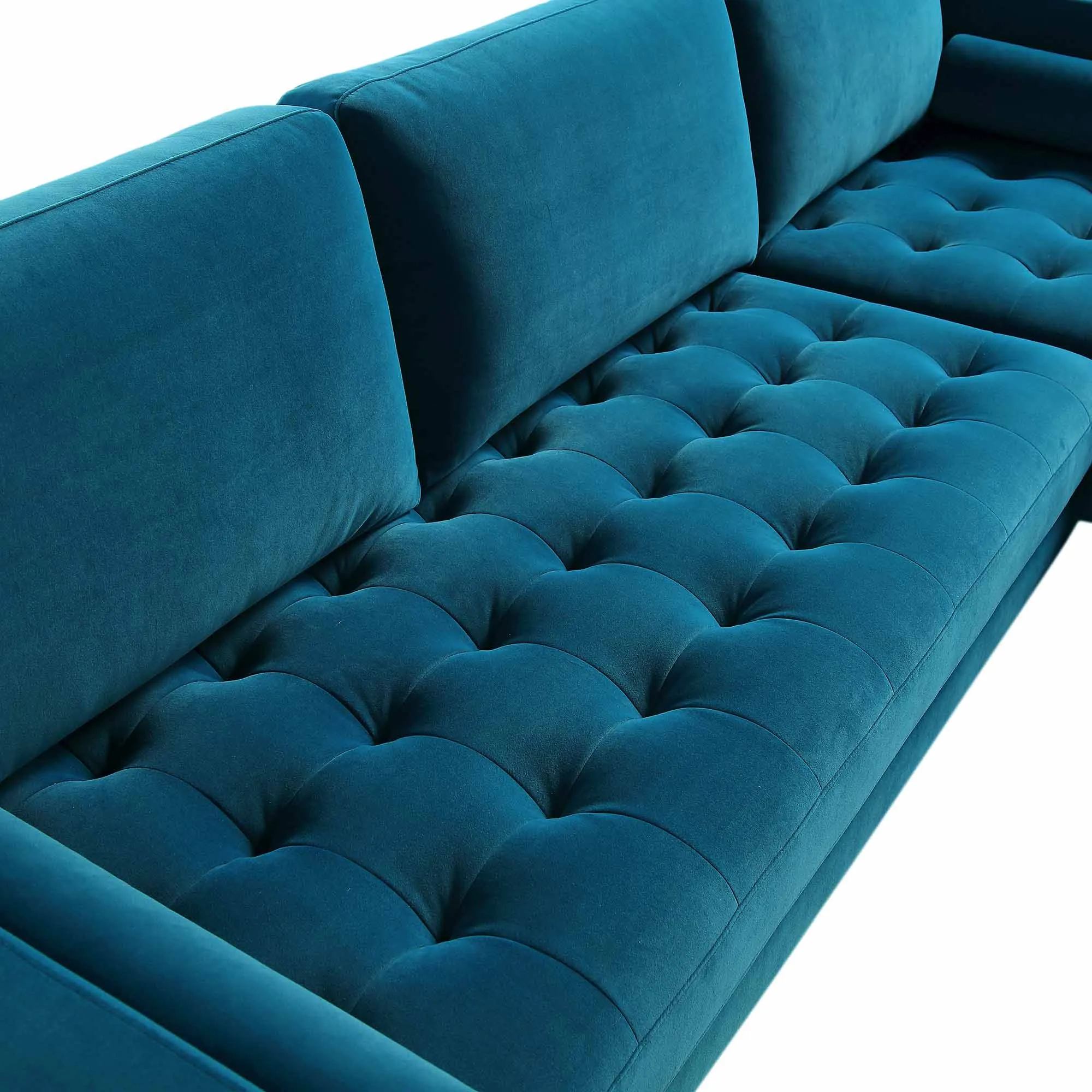 Henrietta Grand 4-Seater LHF Chaise End Sofa, Teal Velvet