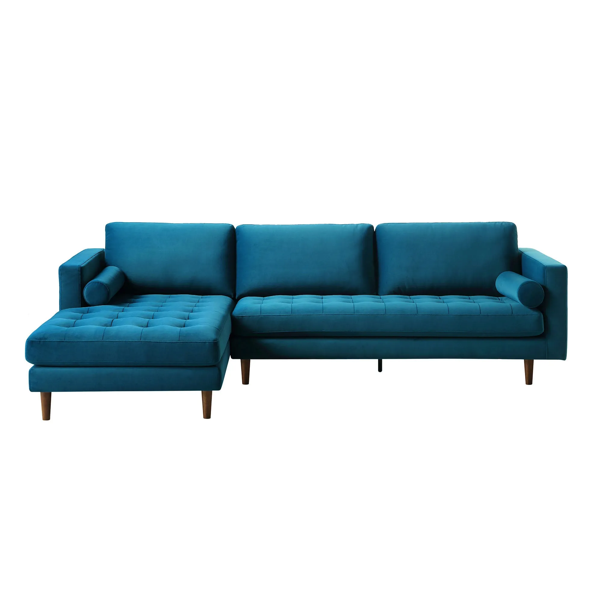 Henrietta Grand 4-Seater LHF Chaise End Sofa, Teal Velvet