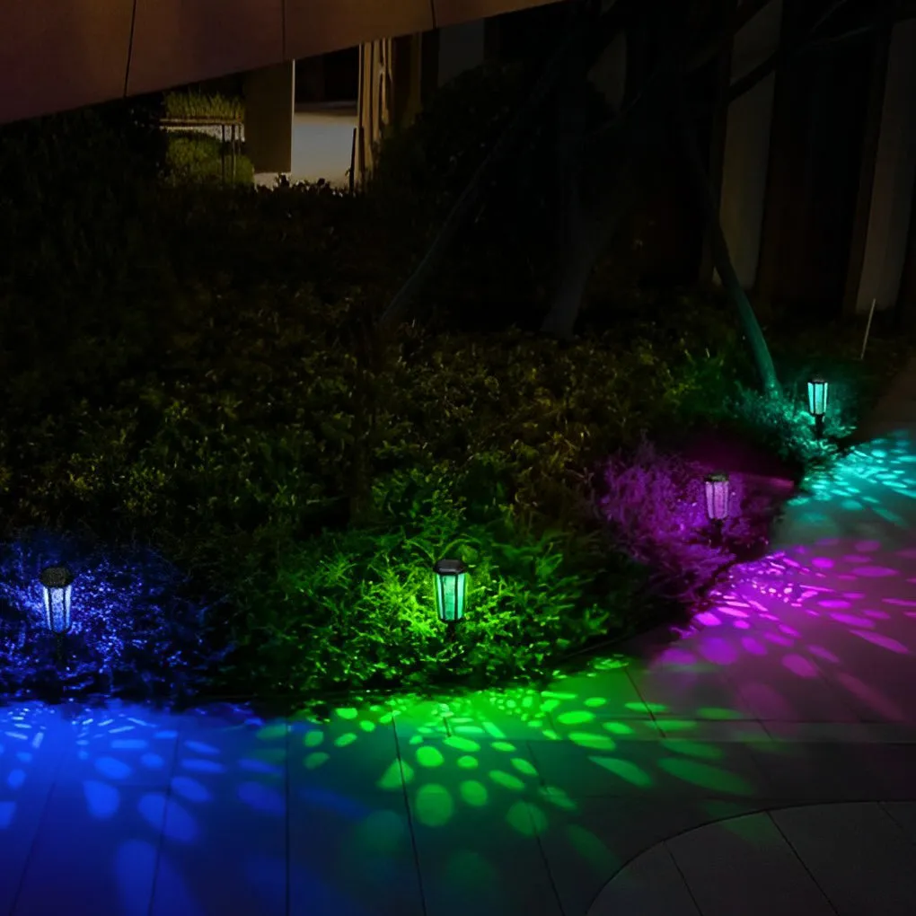 Hexagon Hollow Waterproof Intelligent RGB Solar Lights Outdoor Lawn Lamp