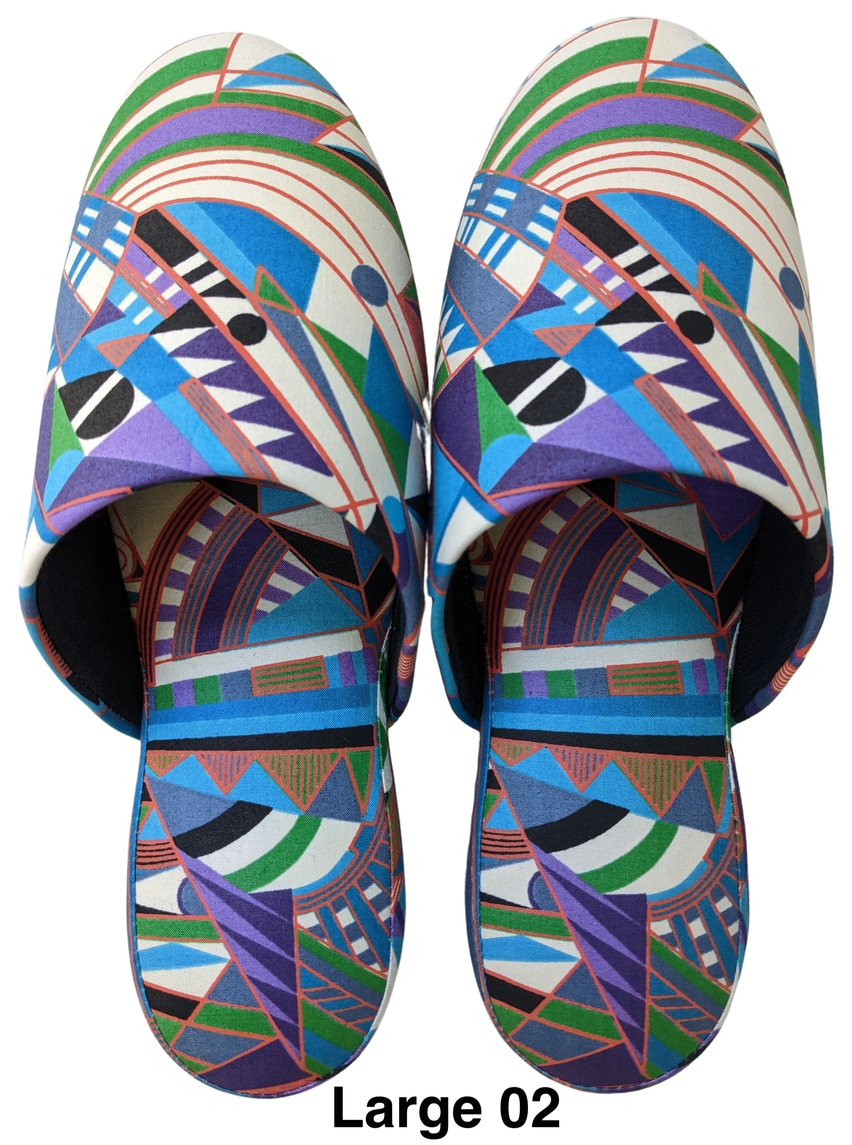 Large Batik Wax Special Printing Mix Slippers [Black wool felt soles] LF2210 [Size Large]