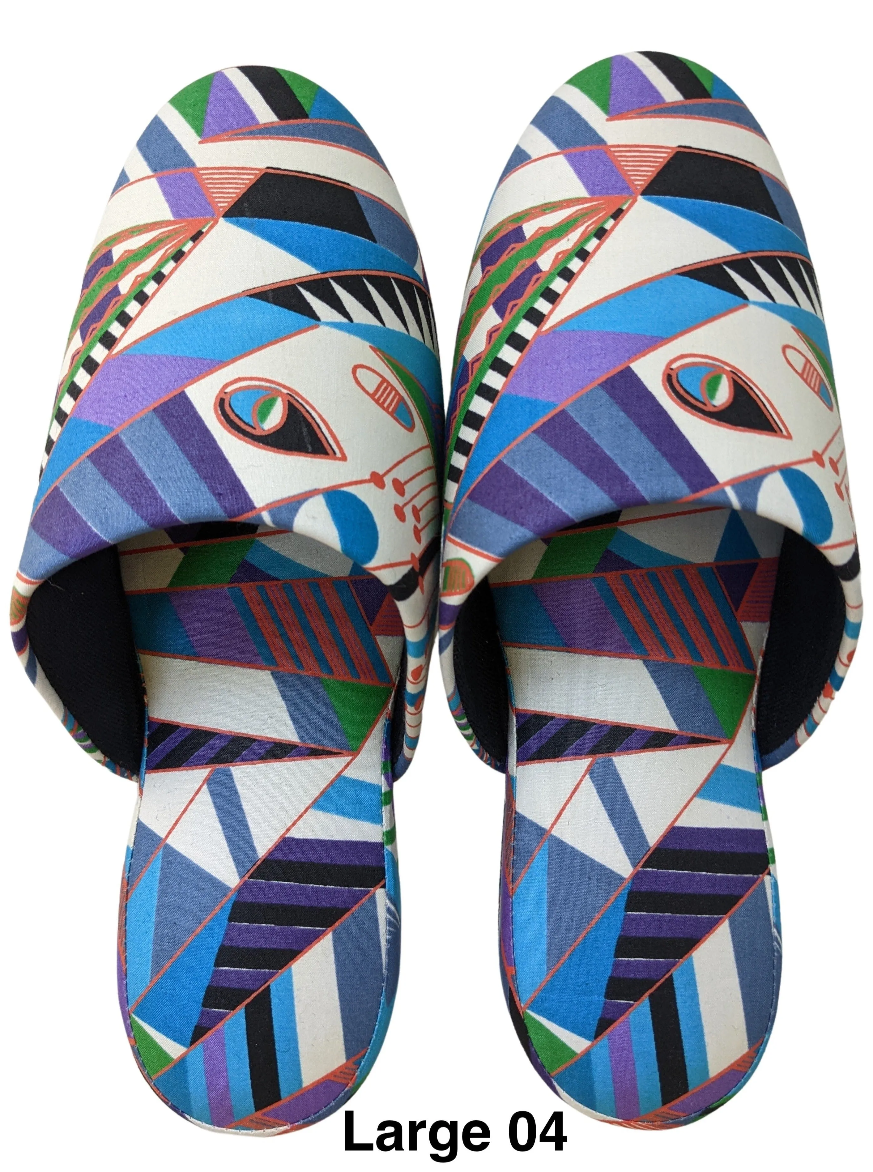 Large Batik Wax Special Printing Mix Slippers [Black wool felt soles] LF2210 [Size Large]