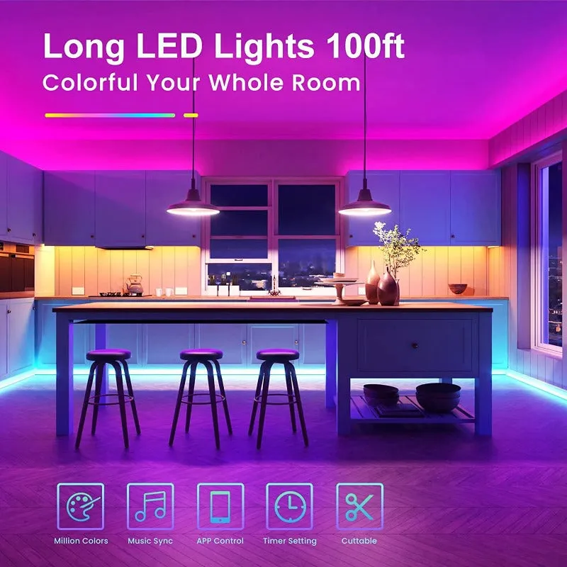 LED Strip Lights, Bluetooth Music Sync, RGB Color Changing Lights with Remote, Smart Phone APP Control