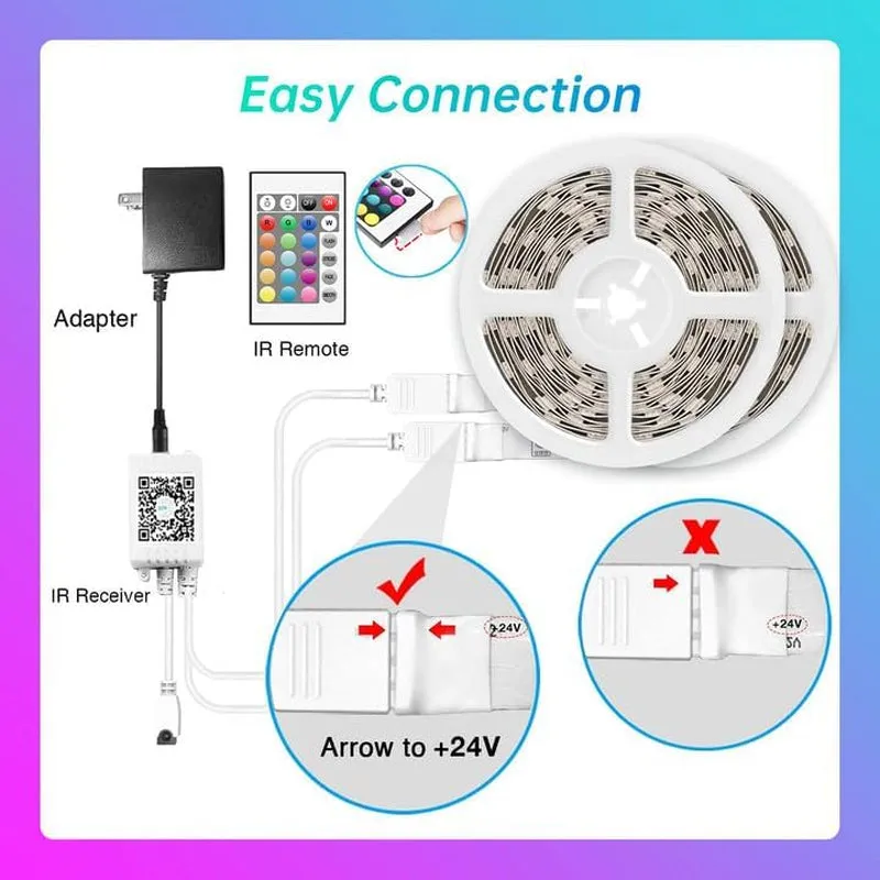 LED Strip Lights, Bluetooth Music Sync, RGB Color Changing Lights with Remote, Smart Phone APP Control