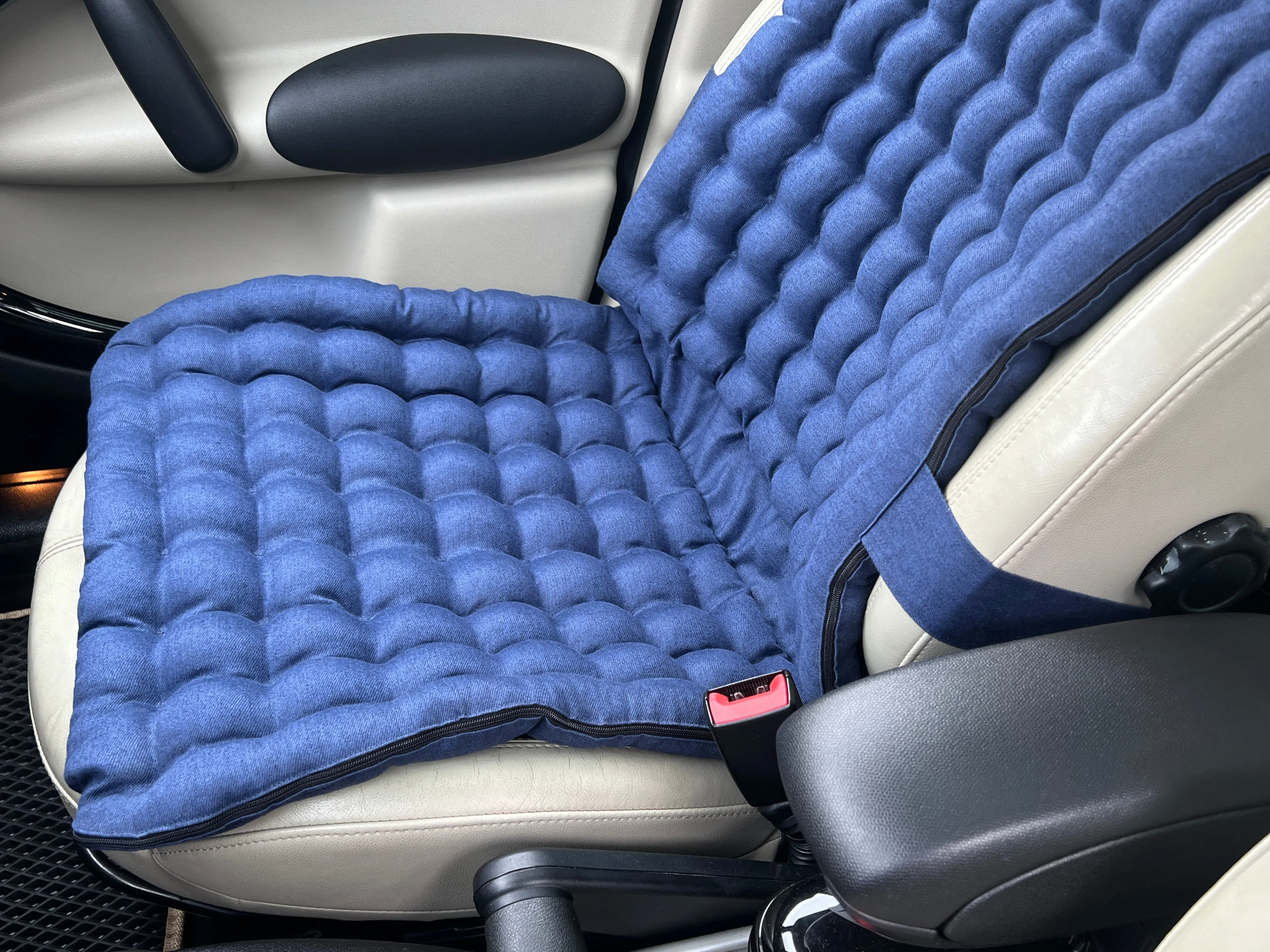 Linen Car Seat Cover filled Organic Buckwheat Hulls in Dark Blue Linen Fabric Massage Seat Cover Organic Eco-friendly seat Hand Made