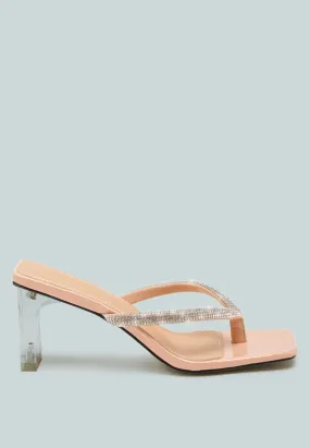 Litchi Rhinestone Embellished Strap Sandals By Ruw