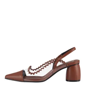 PVC Curved Middle Slingback – Clear   Brown