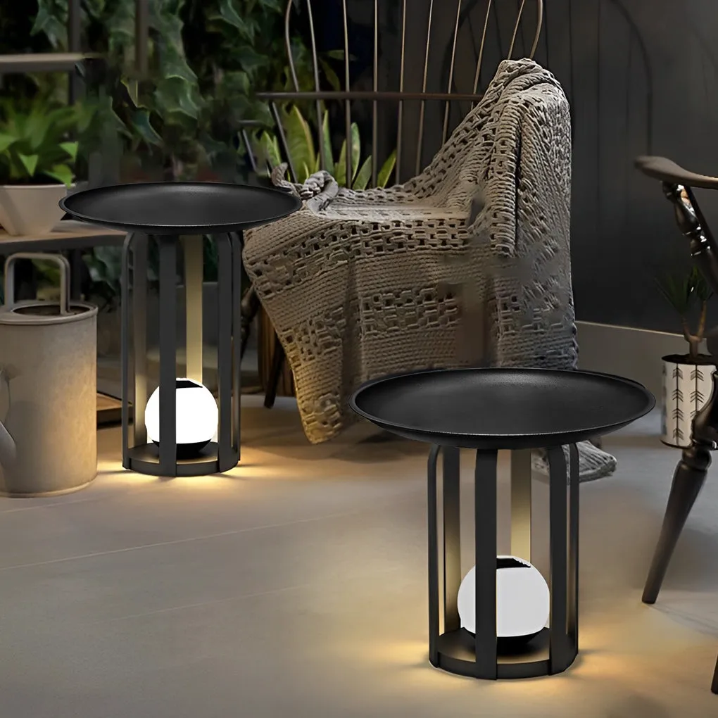 Set of Waterproof Outdoor Table and Solar Floor Lamp