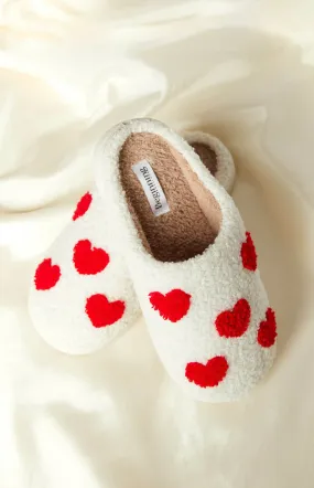 Sweetheart Sole White Love Heart Slippers