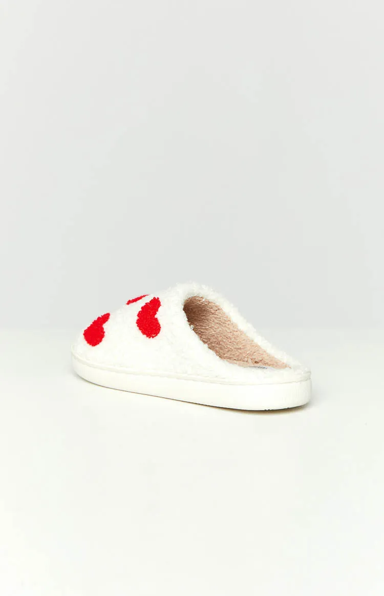 Sweetheart Sole White Love Heart Slippers