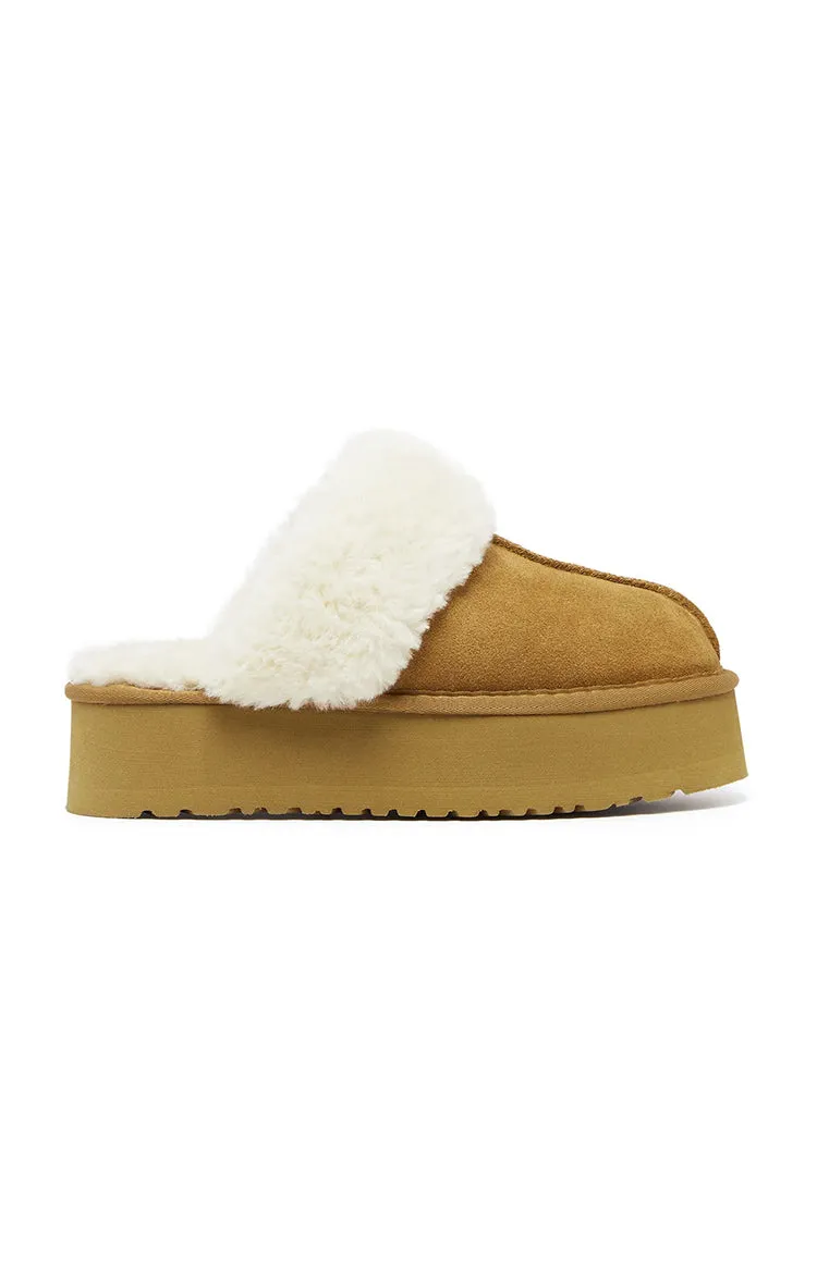 Therapy Ziggy Tan Suede Cow Slippers