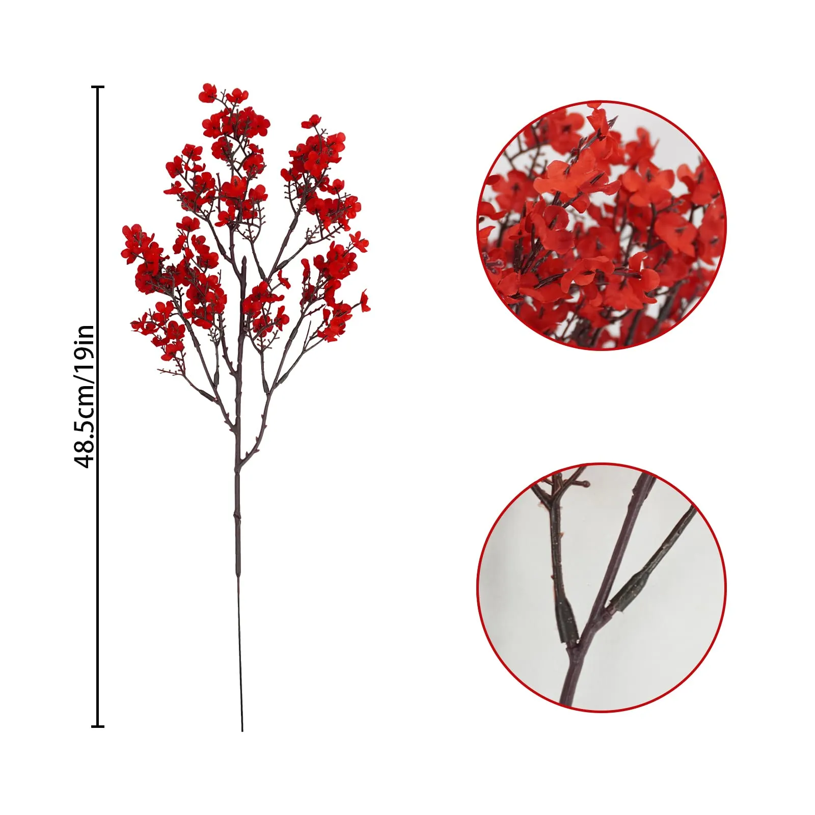 Uieke 6 Pcs Babys Breath Artificial Flowers Bulk Silk Red Faux Flowers Real Touch Gypsophila Bouquet for Christmas Halloween Home Wedding Decoration