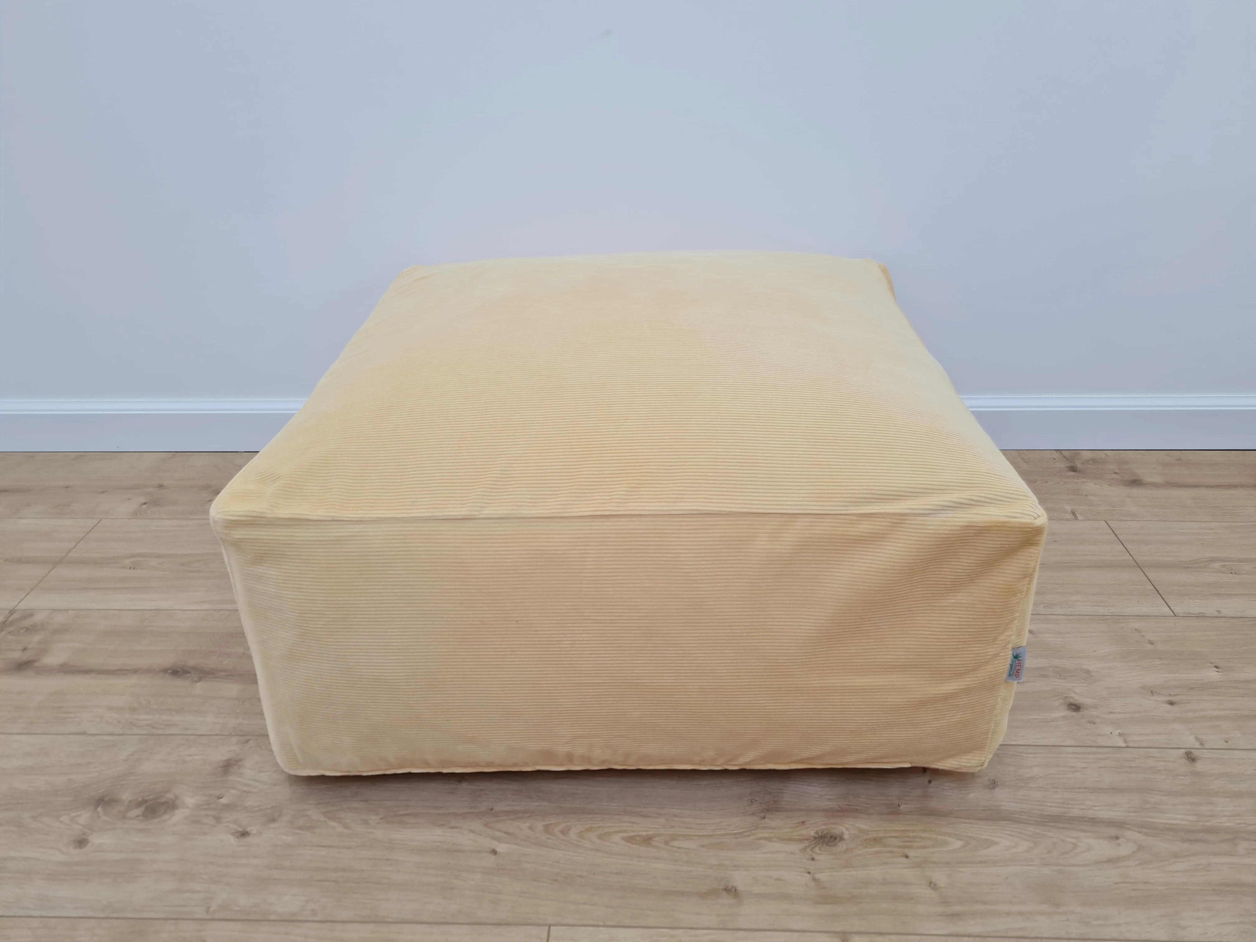 Unique HEMP Floor Cushion Marogan filled organic Hemp Fiber with removable Cover with zipper in natural cotton velvet fabric settee ottoman