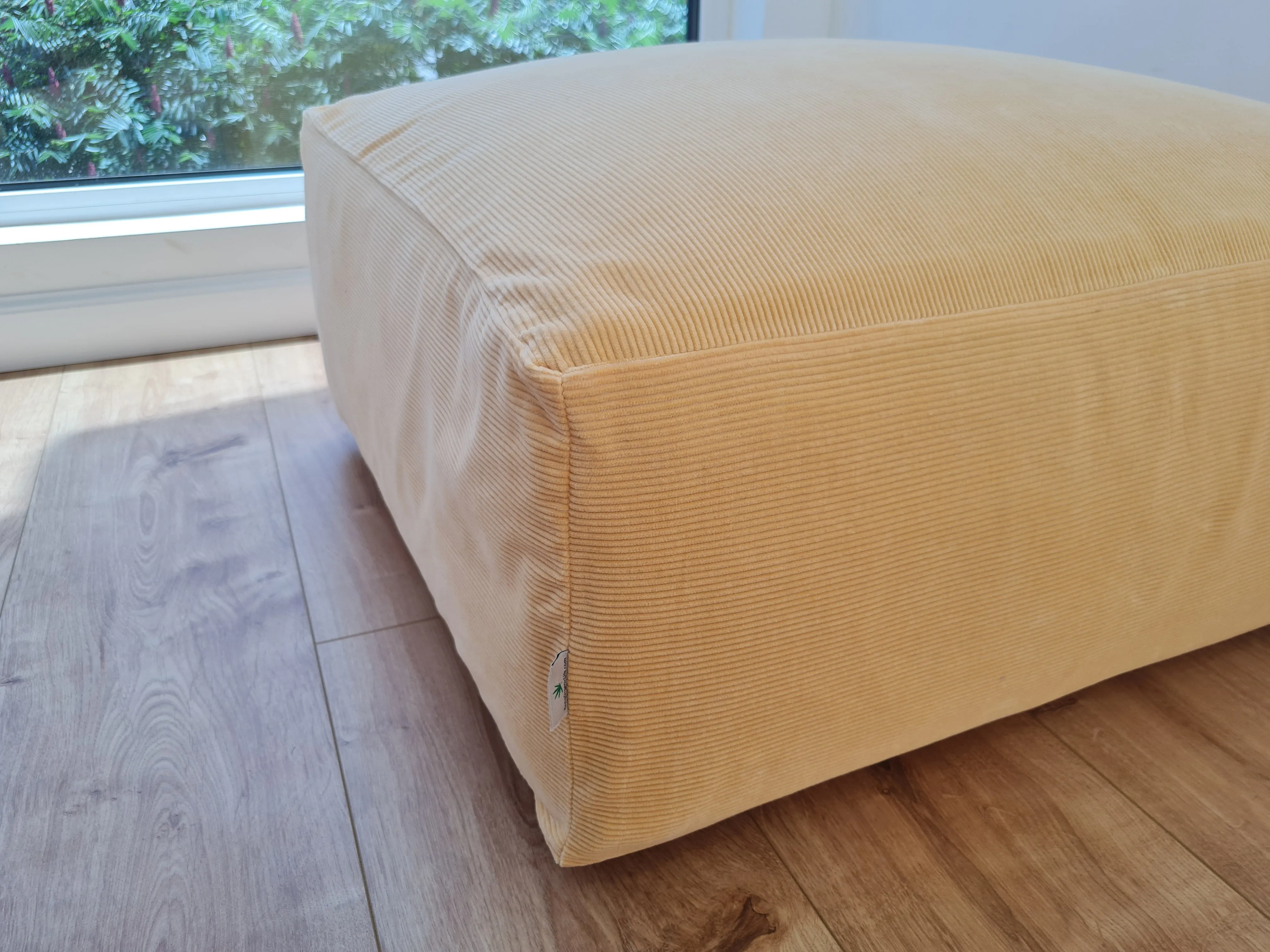 Unique HEMP Floor Cushion Marogan filled organic Hemp Fiber with removable Cover with zipper in natural cotton velvet fabric settee ottoman