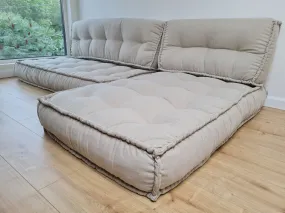 Unique Set of Hemp floor cushions: two 49x29x7.8, plus back cushions of 49x16x7.8 and 29x16x7.8 with organic hemp fiber filling