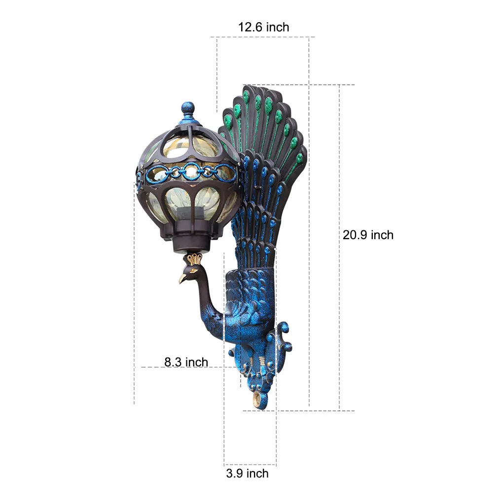 Waterproof Retro Peacocks Aluminum European Style Outdoor Wall Light