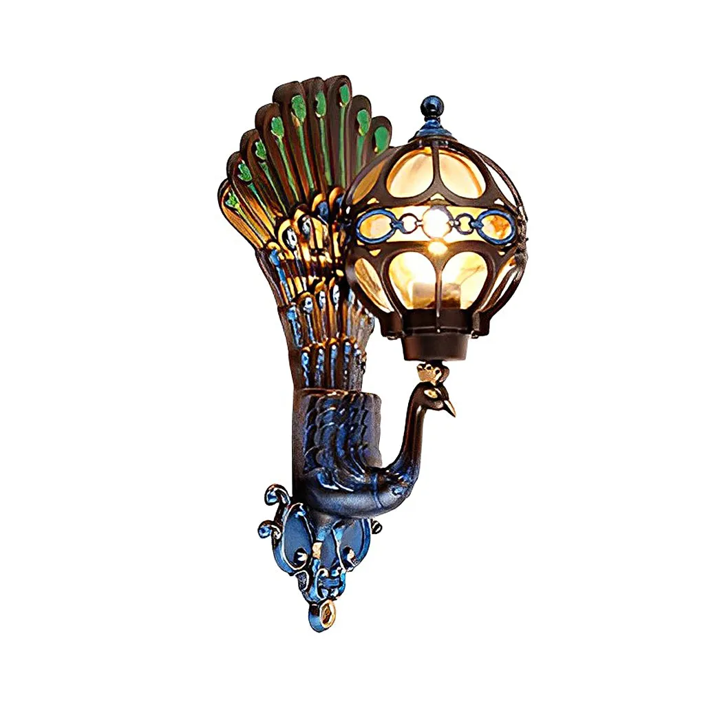 Waterproof Retro Peacocks Aluminum European Style Outdoor Wall Light