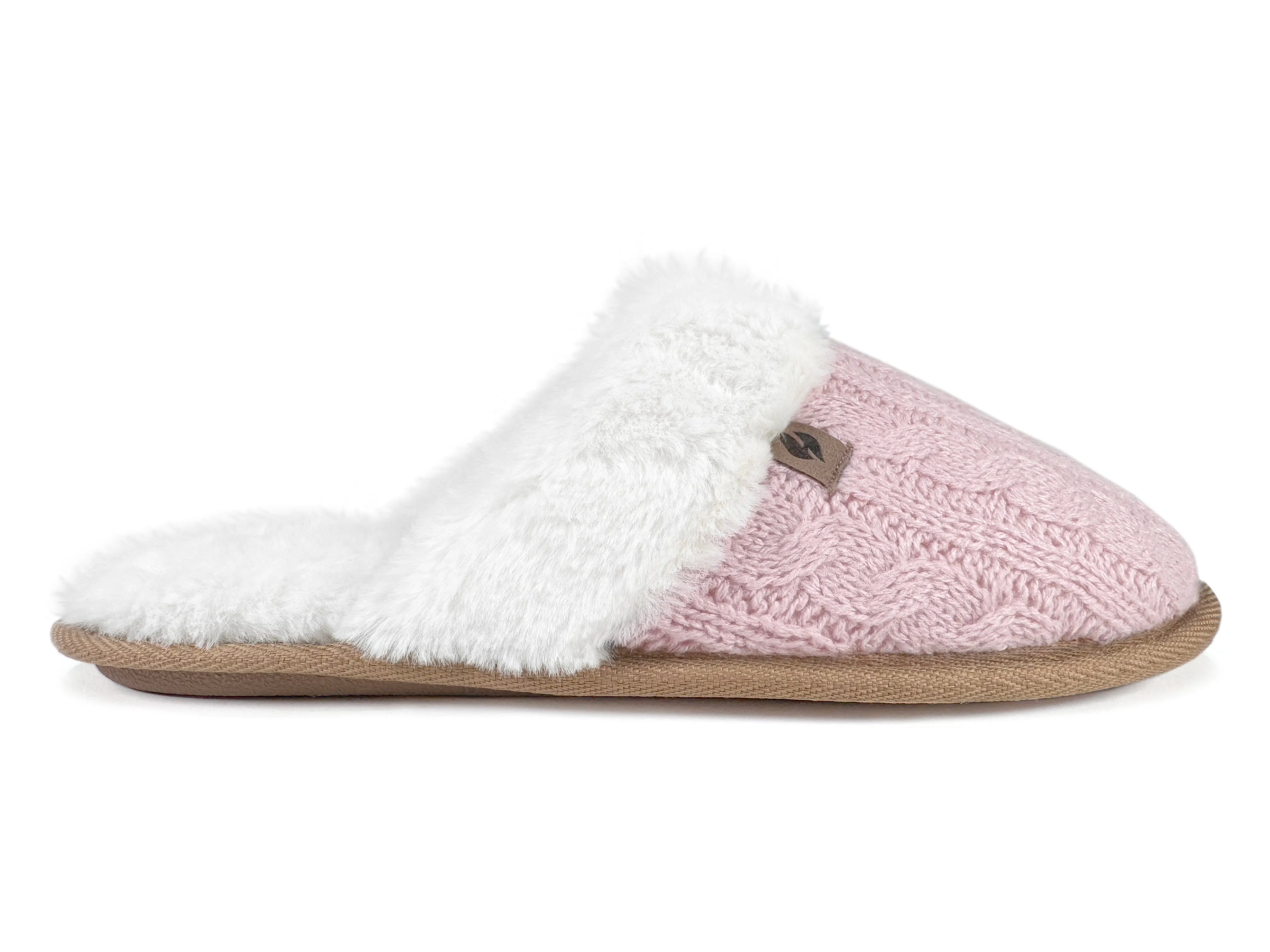 Women's Aria Cable Knit Faux Fur lined Scuff Slippers