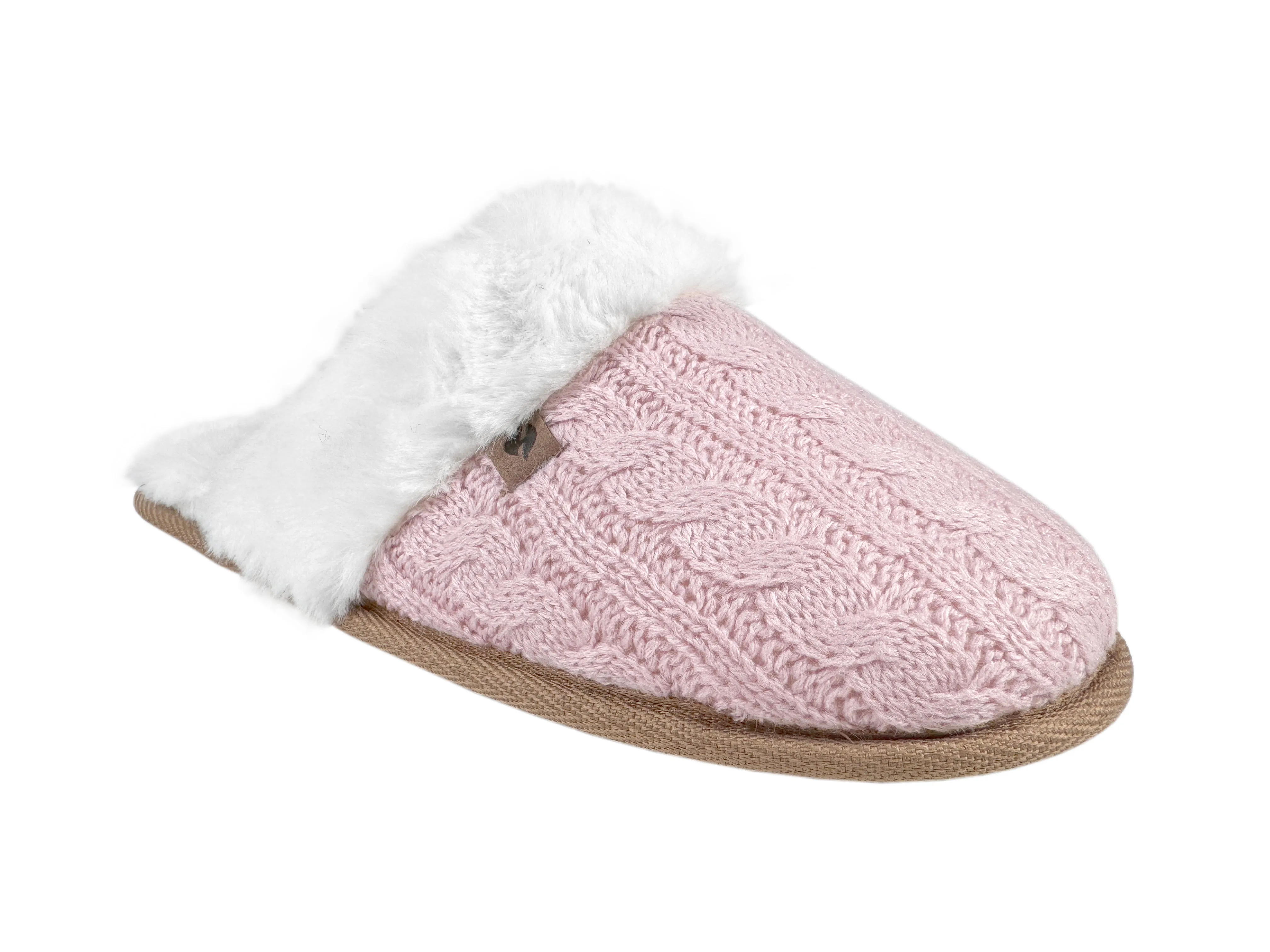 Women's Aria Cable Knit Faux Fur lined Scuff Slippers