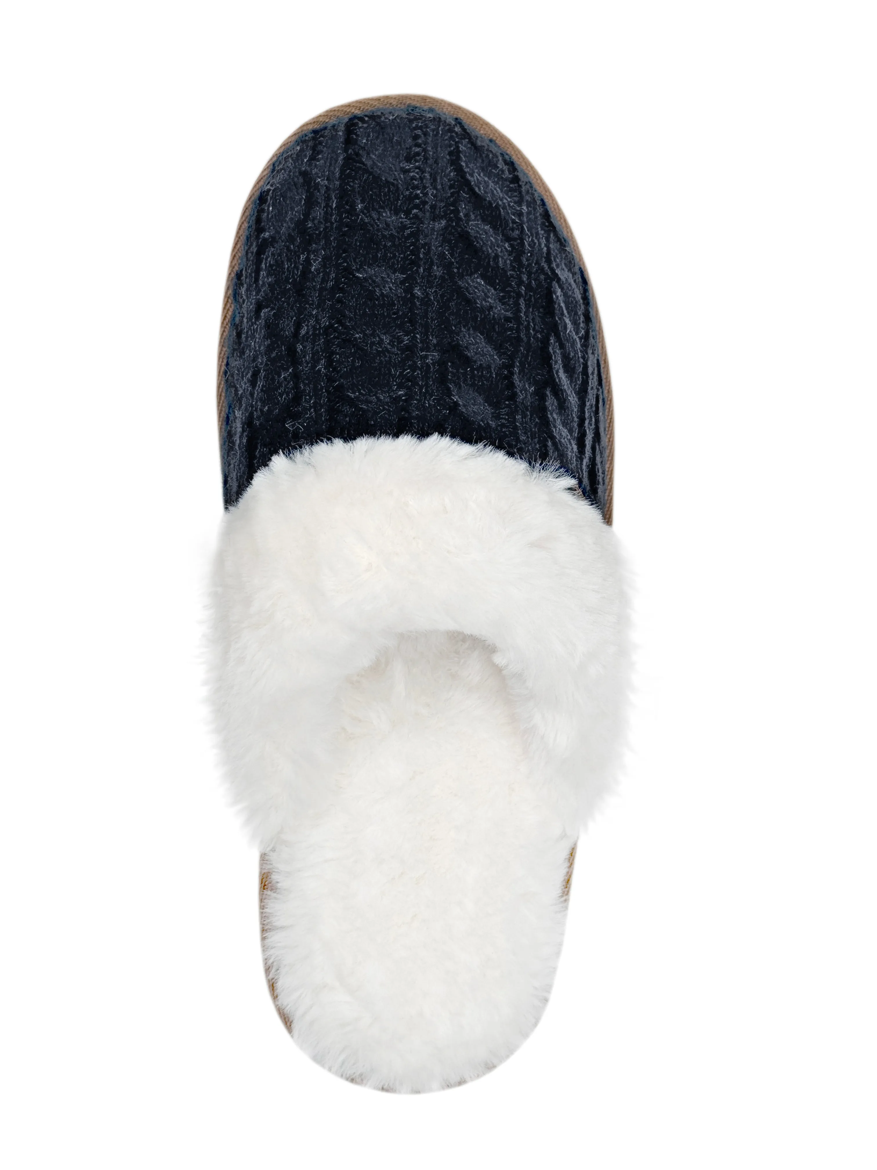 Women's Aria Cable Knit Faux Fur lined Scuff Slippers