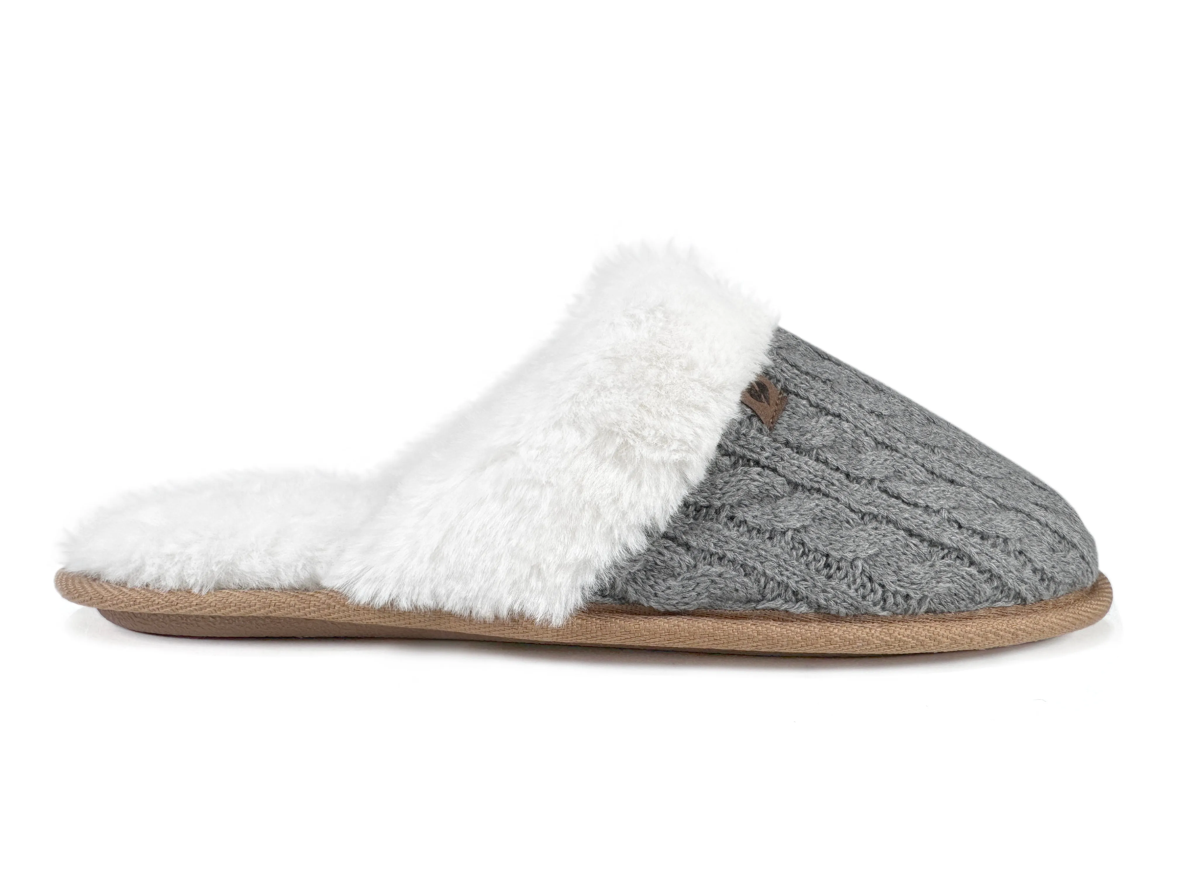 Women's Aria Cable Knit Faux Fur lined Scuff Slippers