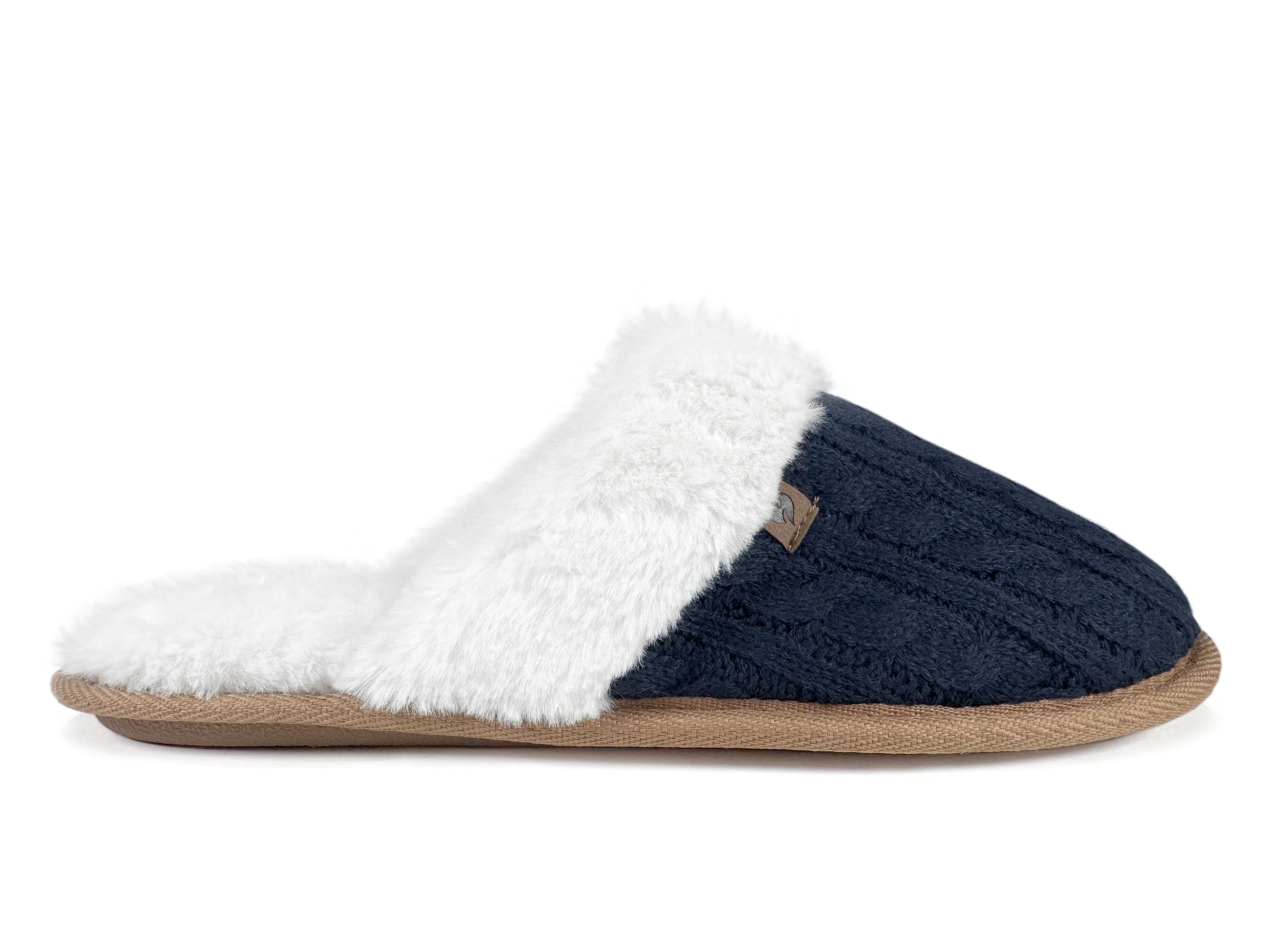 Women's Aria Cable Knit Faux Fur lined Scuff Slippers